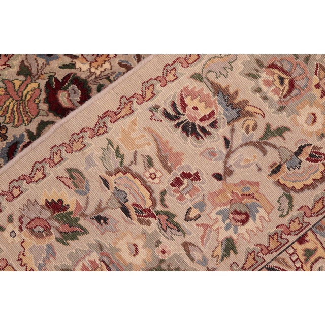 Textile Shabby Chic Floral 1990's Pak-Persian Taupe/Green Wool Rug - 6'1'' X 8'11'' For Sale - Image 7 of 9
