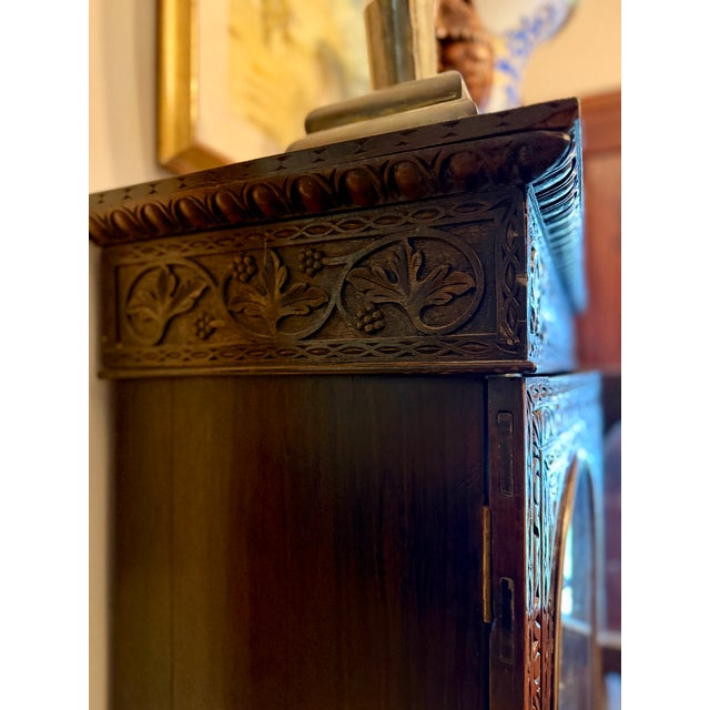 Brown 19th Century, Anglo Indian Heavily Carved Rosewood Campaign Secretary Bookcase For Sale - Image 8 of 11