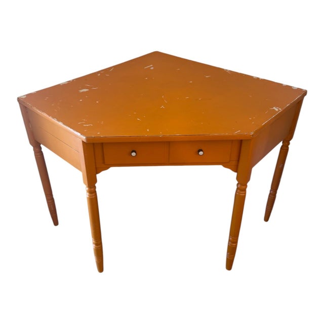 Vintage Ethan Allen American Traditional Painted Corner Desk With Bookcase Hutch For Sale In Pittsburgh - Image 6 of 8