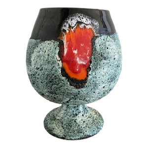 French Mid-Century Glazed Ceramic Pottery Vase