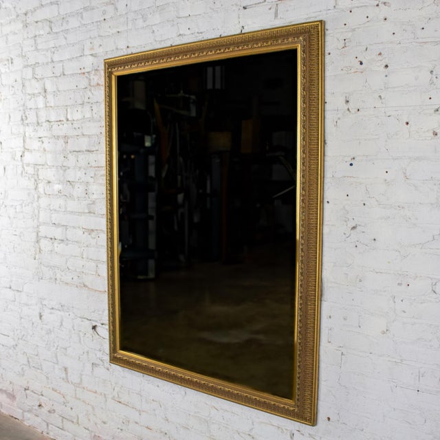Late 20th Century Neoclassical to Traditional Large Wall Mirror Rectangular Antiqued Gold Frame For Sale - Image 12 of 18