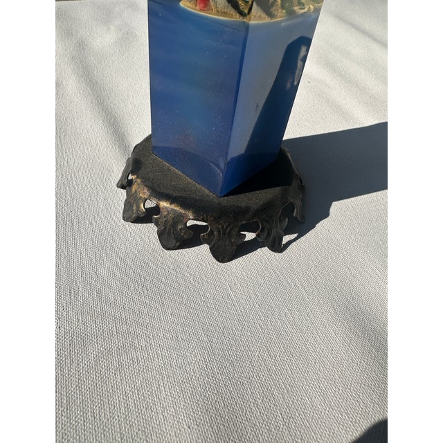 Blue Vintage Asian Woman Lucite Figurine Display For Sale - Image 8 of 8