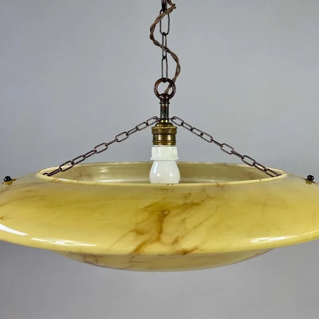 Marbled Opaline and Burnished Brass Pendant, Germany, 1930s For Sale - Image 15 of 17