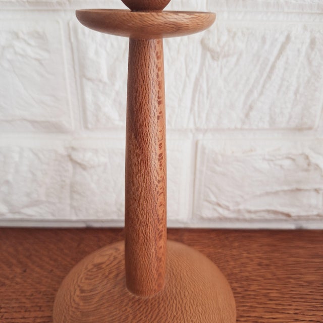 Vintage Scandinavian Turn Wood Candlesticks, 1960s, Set of 2 For Sale - Image 12 of 16