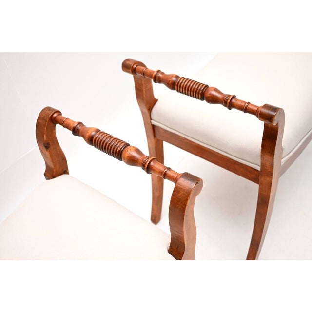 Wood Antique Swedish Satin Birch Biedermeier Stools, 1880, Set of 2 For Sale - Image 7 of 9
