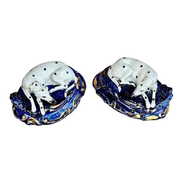 19th Century English Staffordshire Dalmatian Figurines - Pair For Sale