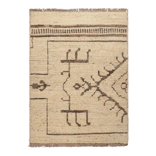 Rug & Kilim’s Modern Classics Rug in Beige With Brown Geometric Patterns For Sale