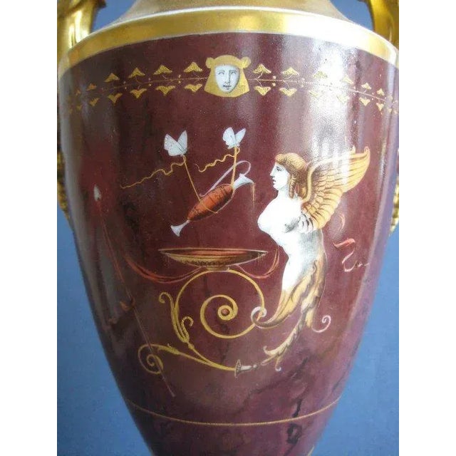 Gold Early 19th Century French Empire Old Paris Porcelain Vase Urn 1810 For Sale - Image 8 of 11