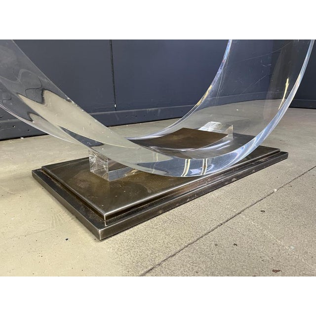 Vintage Acrylic Glass and Brass Dining Table, 1970s For Sale - Image 10 of 13