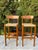 Pair of authentic mid-century modern bar stools by Sun Cabinet Co. featuring solid teak wood frames at bar height (31")....
