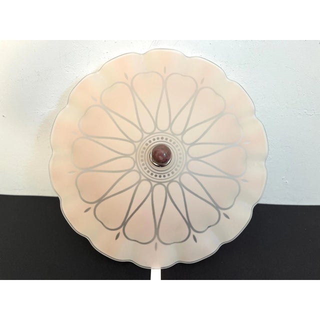 1940s Deco Pink Sunburst Flush Light For Sale - Image 6 of 17