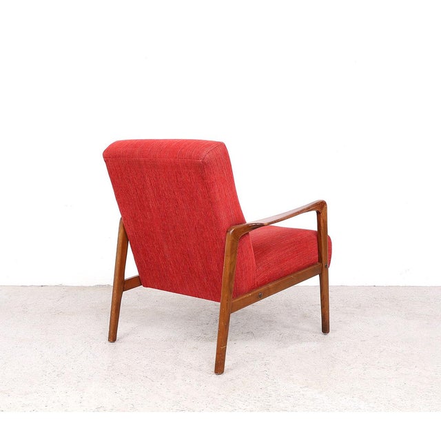 Vintage Danish Wooden Armchairs with Coral Fabric, 1950s, Set of 2 For Sale - Image 6 of 13