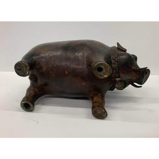 1920s Chinese Patinated Bronze Pig Sculpture Vintage For Sale - Image 5 of 6