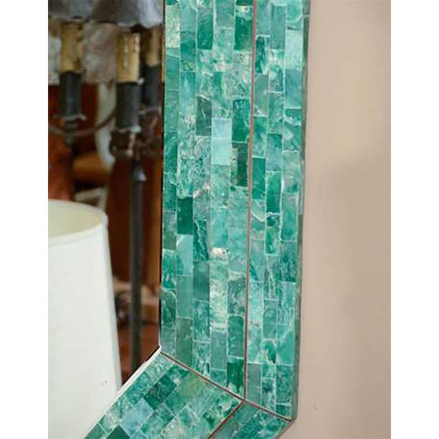 Mid-Century Modern Emerald Maitland-smith Large Tessellated Marble Mirror For Sale - Image 3 of 4