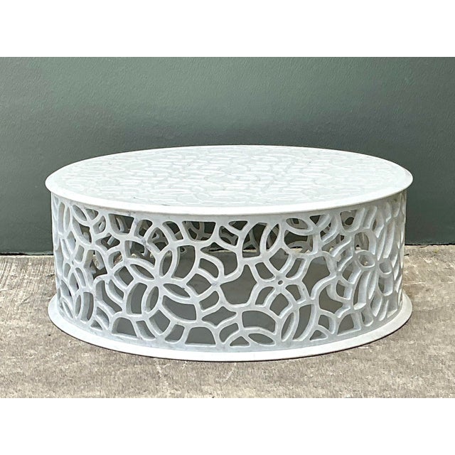 Mid-Century Modern Vintage Baker Pierced Bangle Stone Coffee Table For Sale - Image 3 of 12