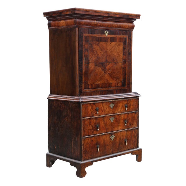 Antique Queen Anne Inlaid Burr Walnut Escritoire Desk, Early 18th Century For Sale - Image 13 of 14