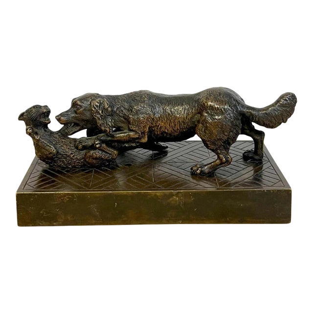 19th Century Napoleon III Bronze of a Dog & Cat For Sale