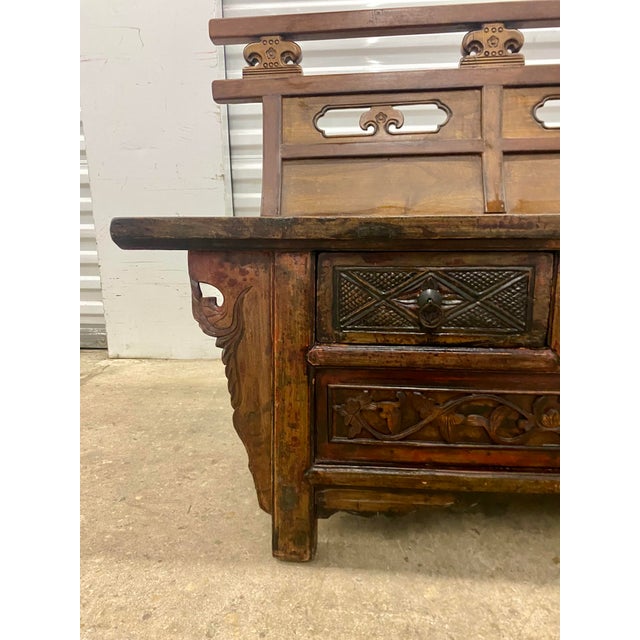 Oriental Vintage Hand Carved Bench . For Sale - Image 4 of 12