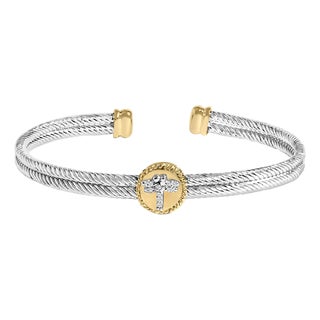 18K Yellow Gold Plated .925 Sterling Silver Diamond Accent Dragonfly Medallion Bangle Bracelet (I-J Color, SI1-SI2 Clarity) - 7.75 Inches For Sale