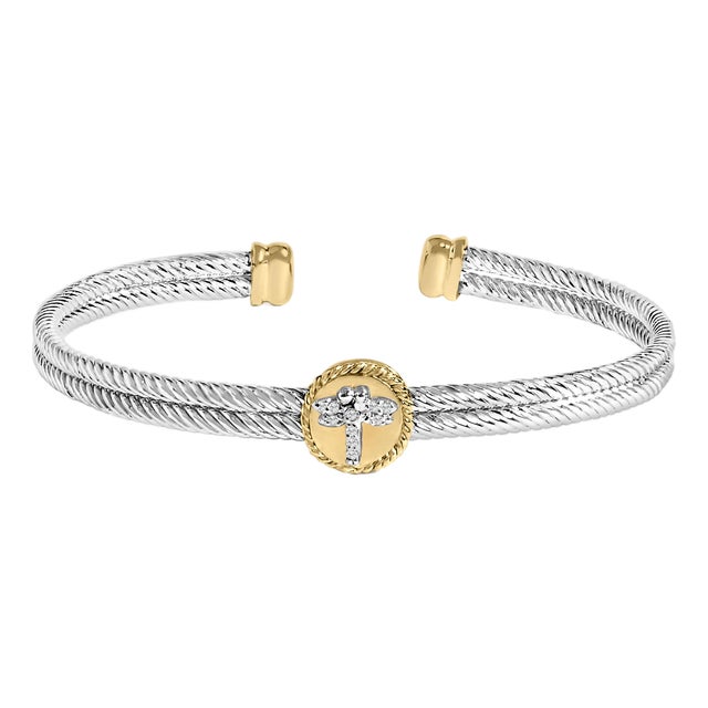 18K Yellow Gold Plated .925 Sterling Silver Diamond Accent Dragonfly Medallion Bangle Bracelet (I-J Color, SI1-SI2 Clarity) - 7.75 Inches For Sale