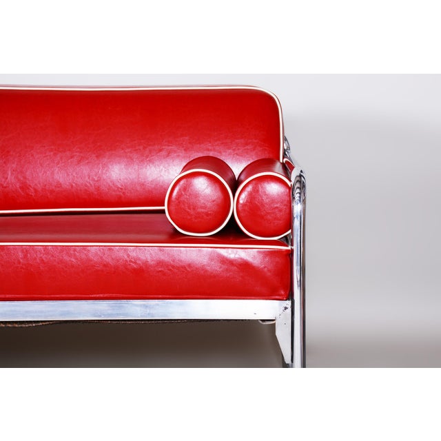 Bauhaus Sofa in Chrome and Leather attributed to Hynek Gottwald, Czech, 1930s For Sale - Image 9 of 12