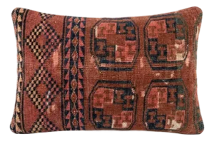Turkish Oushak Lumbar Rug Pillow Cover 16'' X 24''