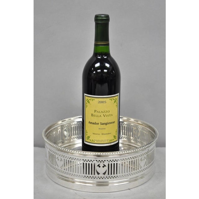 Antique Gorham English Edwardian Silver Plated "Urns" Large 9" Bar Wine Coaster. Circa Early 20th Century. Measurements:...