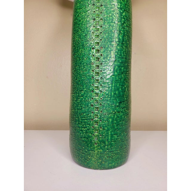 1960s Italian Bitossi Green Glazed Lamp With Shade For Sale In Austin - Image 6 of 7