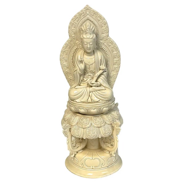 Early 20th Century Chinese Blanc-De-Chine Seated Guanyin Altar Piece For Sale - Image 13 of 13