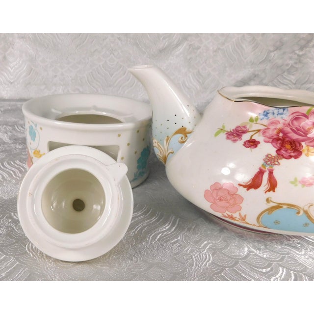 Pink Grace’s Teaware Teapot and Warming Stand in Pink Rose Dots # 27491 For Sale - Image 8 of 16