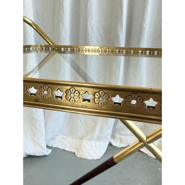 Mid-Century Modern Serving Bar Cart with Brass and Wood from Cesare Lacca, Italy, 1950s For Sale - Image 10 of 18