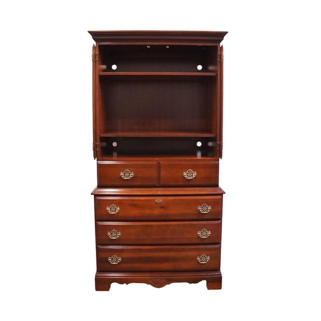 Late 20th Century Kincaid Furniture Solid Cherry Traditional Style 39" Media / Clothing Armoire 21-165 For Sale - Image 5 of 14