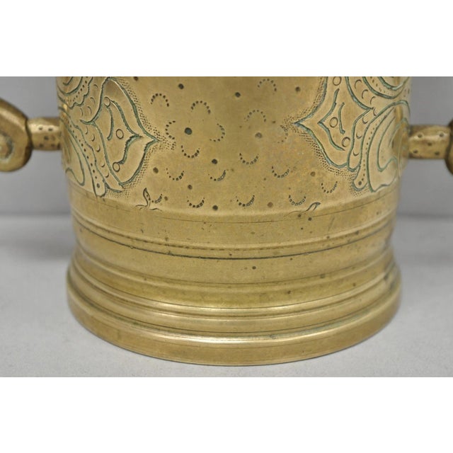 Early 20th Century Vintage Primitive Solid Brass Mortar & Pestle Apothecary Medicine Herb Grinder For Sale - Image 5 of 13
