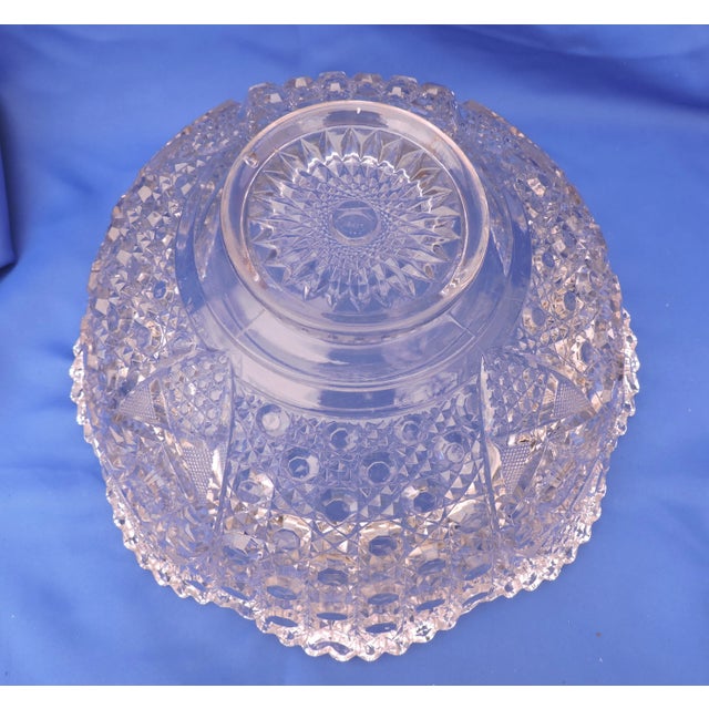 Circa 1894 McKee Glass Co. Eapg Punch Bowl With Stand Pressed Cut in Rotec Pattern For Sale - Image 11 of 12