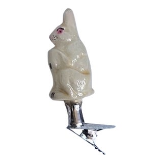 Mid-Century European Glass Rabbit Clip Ornament For Sale