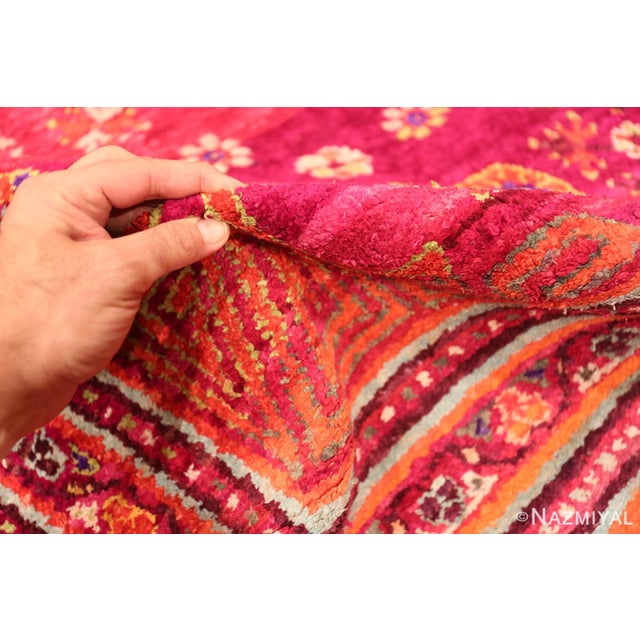 Nazmiyal Collection Vibrant Vintage Silk Pomegranate Khotan Rug For Sale - Image 4 of 13