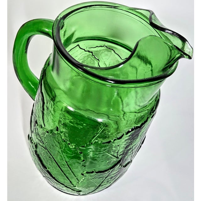 1980s Green Spearmint Leaf Pitcher For Sale - Image 5 of 12