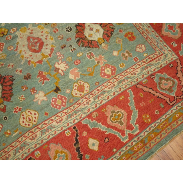 Green Orange Antique Oushak Rug - 8'10" x 11'2" For Sale - Image 18 of 18