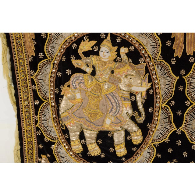 19th Century Kalaga Tapestry with Stones, Sequins & Colorful Thread For Sale In New York - Image 6 of 12