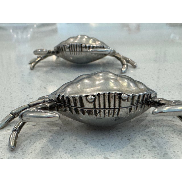 Metal Silver Crab Salt and Pepper Shakers - Set of 2 For Sale - Image 7 of 12