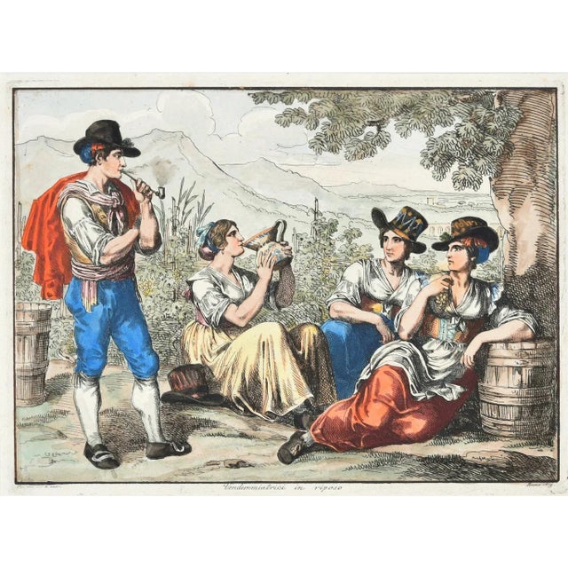Bartolomeo Pinelli, Grape Harvesters at Rest, 1819, Etching For Sale - Image 3 of 3