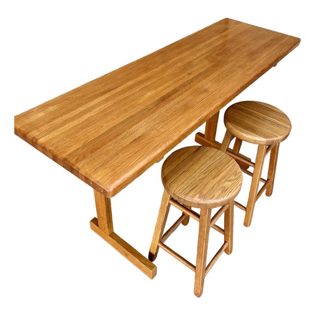 Solid Wood Butcher Block Breakfast Set in the Charlotte Perriand Style. C 1990s For Sale
