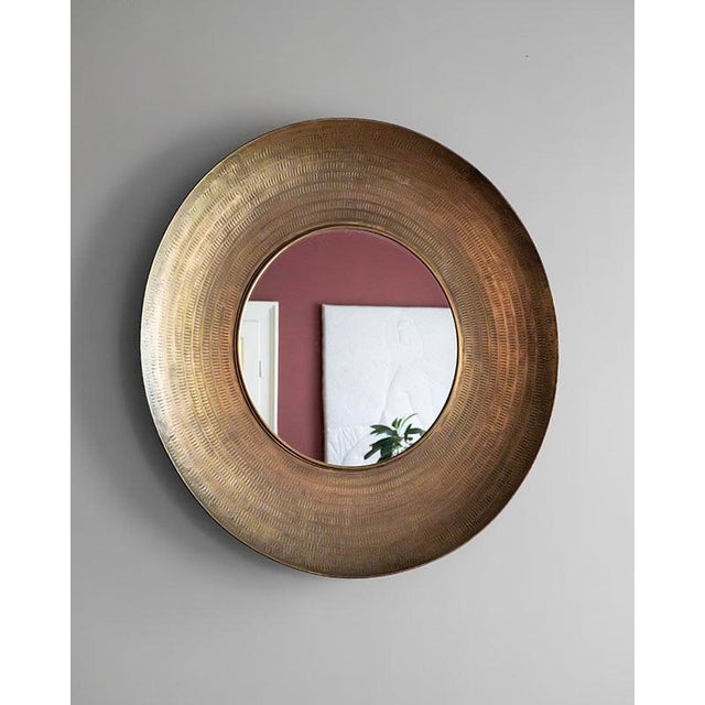 Large Hand-Hammered Copper Mirror, Italy, 1970s For Sale - Image 6 of 6