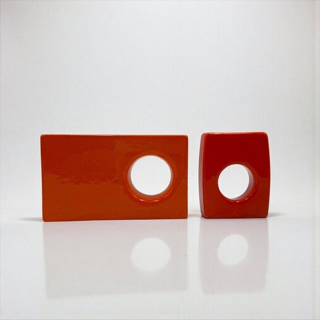 1970s Space Age Sculptural Orange Glazed Ceramic Pieces, 1970s, Set of 2 For Sale - Image 5 of 18