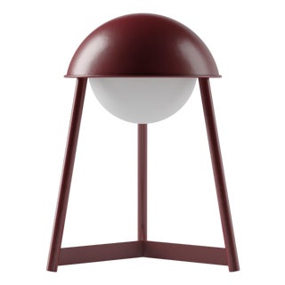 HELMET Rechargeable Cordless LED Table Lamp, 3-Levels Brightness Touch Sensor Control, Oxblood For Sale