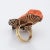 Mid 20th Century Guanyin Goddess Ring Carved Coral Gemstone Vintage 14 Karat Yellow Gold Cocktail size 8 For Sale - Image 5 of 6