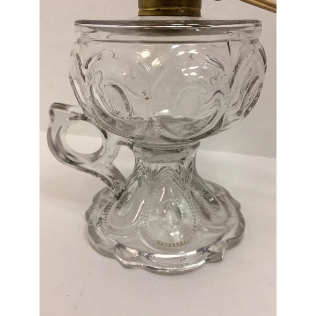1950s Antique Egg Pattern Pressed Glass Electrified Oil Lamp For Sale - Image 5 of 9