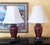Elegant pair of Chinoiserie-style ginger jar table lamps, likely circa early 2000s, blending Hollywood Regency glamour...