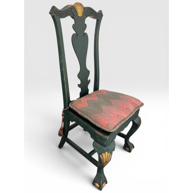 Queen Anne Four 19th Century Queen Anne Style Dark Green Painted Side Chairs. For Sale - Image 3 of 12