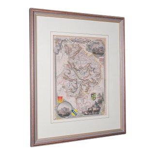 Antique County Map, Huntingdonshire, English, Framed, Moule, Atlas, Victorian For Sale